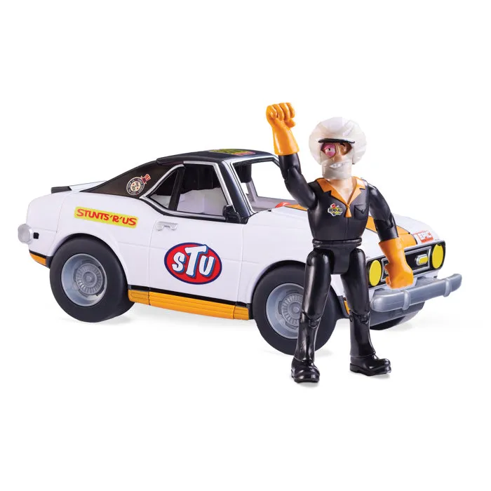 Bandai Stuntman Stu COSS8200 - Figurine cascadeur et voiture de course pour crashs et cascades amusantes