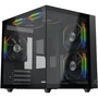 XIGMATEK EN44410 Aqua M Lite Boîtier PC Cube Micro-ATX/Mini-ITX Noir - 2 Faces en Verre Trempé - 5 Ventilateurs ARGB 120mm - Ports USB 3.0 et HD Audio