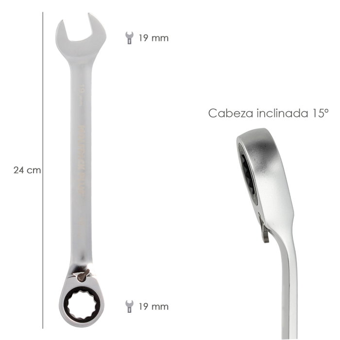 Wolfpack Linea Profesional Clé combinée avec cliquet 19 mm