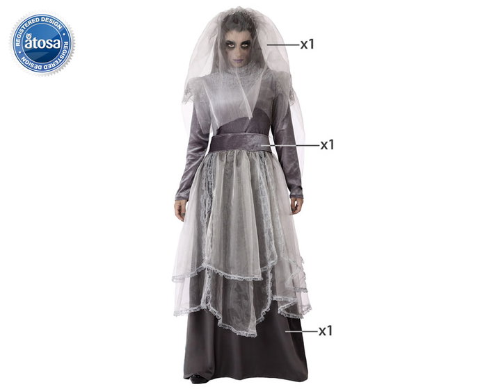 Atosa Déguisement de La Llorona pour Femme - Gris XS-S Atosa Déguisement de La Llorona pour Femme - Gris XS-S