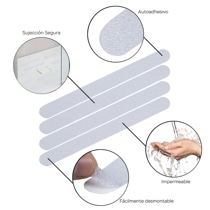 ORYX Lot de 12 bandes antidérapantes transparentes en ABS pour salle de bain et douche ORYX Lot de 12 bandes antidérapantes transparentes en ABS pour salle de bain et douche