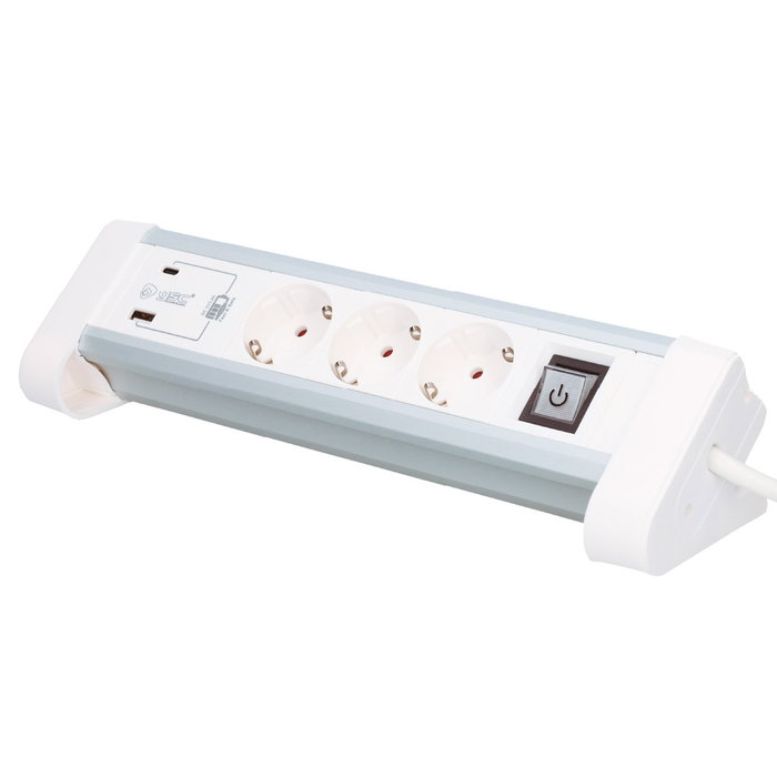 GSC Evolution Base multiple de bureau 3 prises + 1 USB-A + 1 USB-C Blanco GSC Evolution Base multiple de bureau 3 prises + 1 USB-A + 1 USB-C Blanco