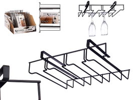 Kinvara Soporte à Verres Métal Noir 35x7x25 cm (Set de 6)