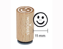 Woodies Mini Sceau Visage Souriant en Bois et Caoutchouc 15x25mm