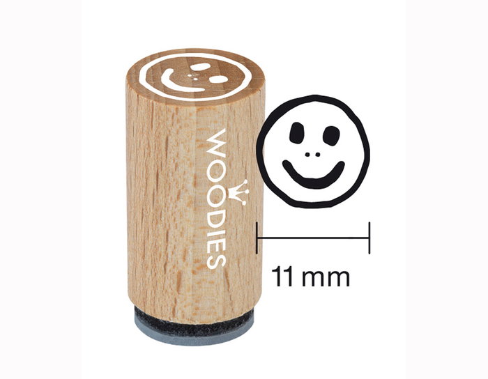 Woodies Mini Sceau Visage Souriant en Bois et Caoutchouc 15x25mm Woodies Mini Sceau Visage Souriant en Bois et Caoutchouc 15x25mm