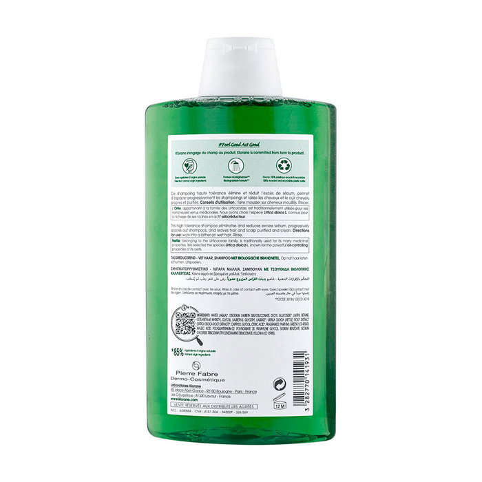 Klorane Shampooing Sébo-Régulateur à l'Ortie Bio 400 ml pour Cheveux Gras Klorane Shampooing Sébo-Régulateur à l'Ortie Bio 400 ml pour Cheveux Gras