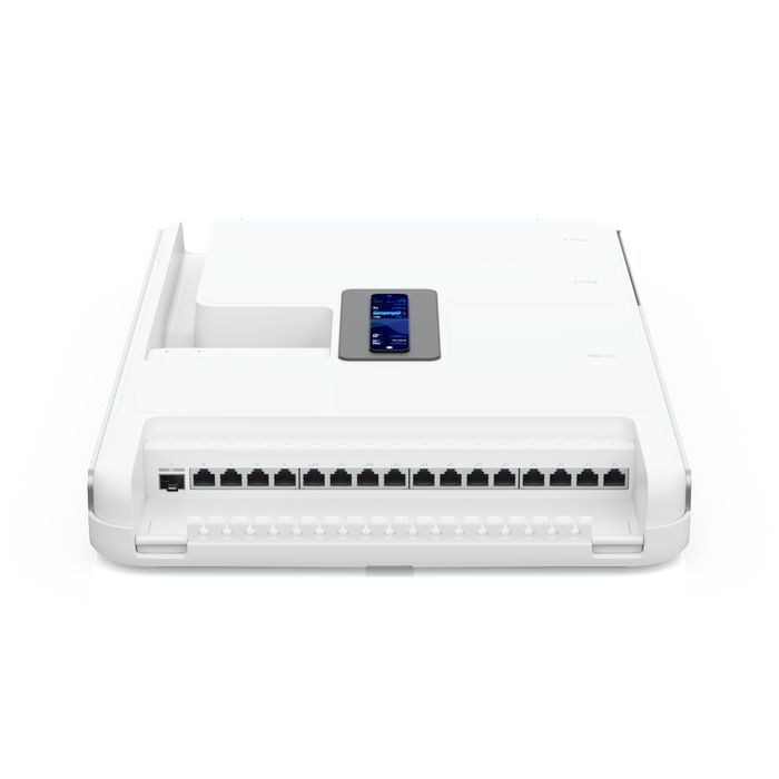 Ubiquiti Routeur WiFi 6 UniFi Cloud Gateway avec écran tactile 4.7", 1 port 10G SFP+, 17 ports GbE LAN (PoE++/PoE+), ARM Cortex-A57 1.7 GHz, 4 Go DDR4 Ubiquiti Routeur WiFi 6 UniFi Cloud Gateway avec écran tactile 4.7", 1 port 10G SFP+, 17 ports GbE LAN (PoE++/PoE+), ARM Cortex-A57 1.7 GHz, 4 Go DDR4
