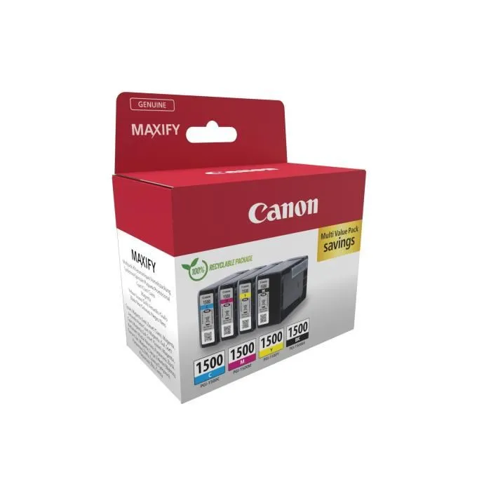 Canon PGI-1500 - Multipack de 4 cartouches d'encre compatibles Noir, Cyan, Magenta, Jaune pour imprimantes MAXIFY MB2050 MB2350 MB2150 MB2155 MB2750 MB2755 Canon PGI-1500 - Multipack de 4 cartouches d'encre compatibles Noir, Cyan, Magenta, Jaune pour imprimantes MAXIFY MB2050 MB2350 MB2150 MB2155 MB2750 MB2755