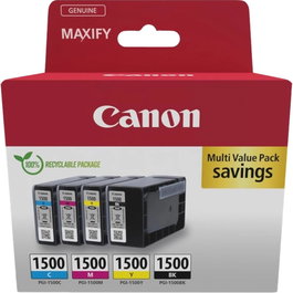 Canon PGI-1500 Multipack Original 4 Cartouches d'Encre Noir, Cyan, Magenta, Jaune pour MAXIFY MB2050 MB2350 MB2150 MB2155 MB2750 MB2755