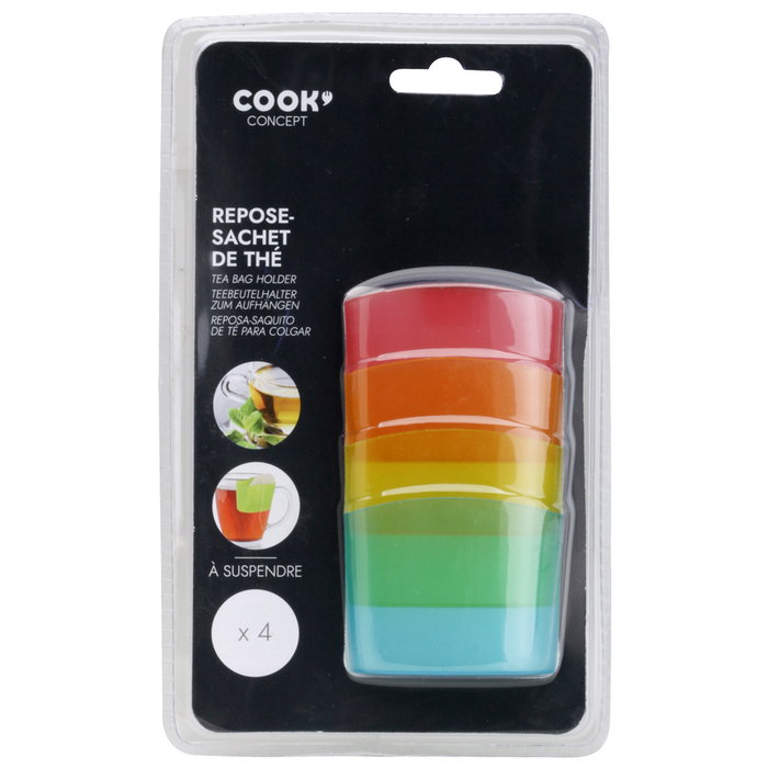 Cook Concept Lot de 4 repose-sachets à thé colorés
