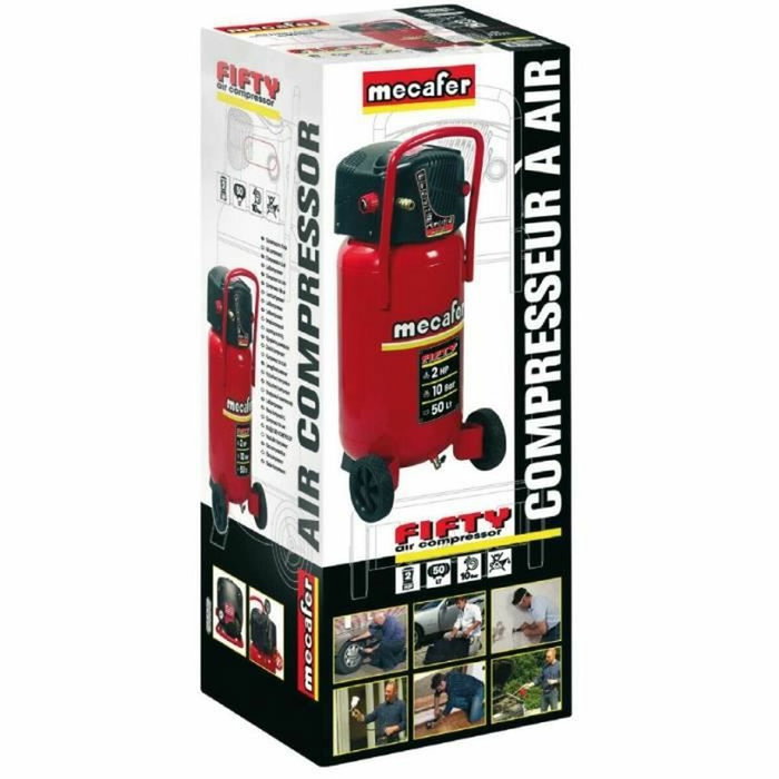 Mecafer FIFTY Compresseur d'air vertical 50L 1500W 10 bars