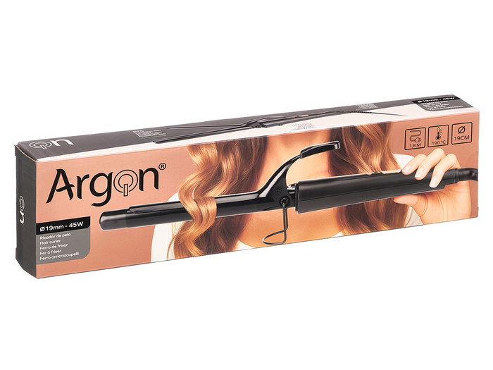 Argon Rizador à Cheveux 19mm Noir et Doré Soft Touch (Set de 6)