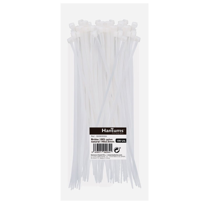 Hantums Sachet de 100 colliers de serrage 100% nylon 140x3.6mm Naturel Hantums Sachet de 100 colliers de serrage 100% nylon 140x3.6mm Naturel