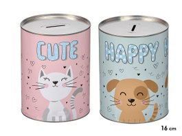 PINCELLO Hucha Hojalata Animal Grd Surt 2 Rosa + Verde