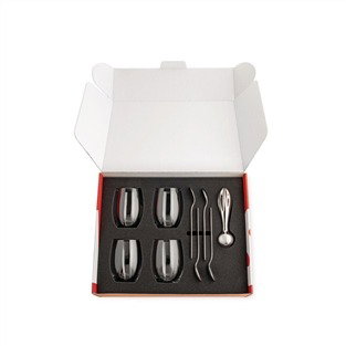 Alessi GV33SET Set The Player Accessoires pour Cocktails avec Citronnier en Acier Inoxydable 18/10 et 4 Cuillères Longues, 4 Verres Longs en Cristal