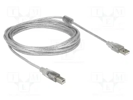 DELOCK Câble USB 2.0 A vers B 5m Transparent