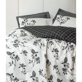 Parure de lit 3 pièces - Housse de couette 220 x 240 cm + 2 taies d'oreiller 60 x 60 cm - 100% coton renforcé 145 fils - Anthracite