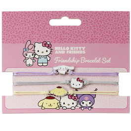 THE CARAT SHOP Set de bracelets Hello Kitty & Friends avec Cinnamon Roll et Pompompurin, en alliage de zinc et polyester