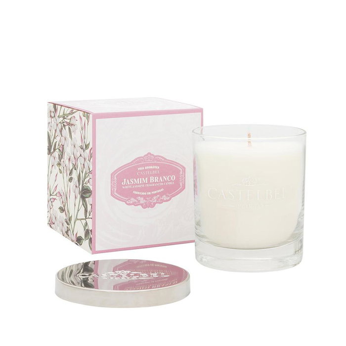 Castelbel Bougie parfumée Jasmim blanc, cire végétale, décor floral, parfum d'intérieur, cadeau déco Castelbel Bougie parfumée Jasmim blanc, cire végétale, décor floral, parfum d'intérieur, cadeau déco