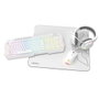 Krom Kit Gaming Kenta PC 4-en-1 RGB Blanc – Clavier, Souris, Casque, Tapis