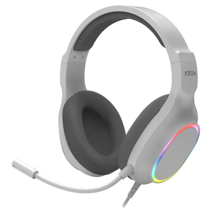 Krom Kit Gaming Kenta PC 4-en-1 RGB Blanc – Clavier, Souris, Casque, Tapis