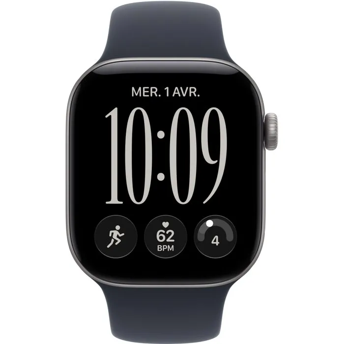 Apple Watch Series 12 GPS + Cellular - 42mm - Boîtier Aluminium Space Grey - Bracelet Sport Bleu Marine S/M
