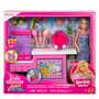 Barbie Mysteries: Beach Detectives - Stand de Barbe à Papa en Coton Sucré avec Plus de 20 Accessoires et Poupée - Ensemble de Jeu Imaginaire Mattel Jfv67