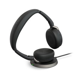 Jabra Evolve2 65 Flex UC Stereo avec socle de charge sans fil, Noir
