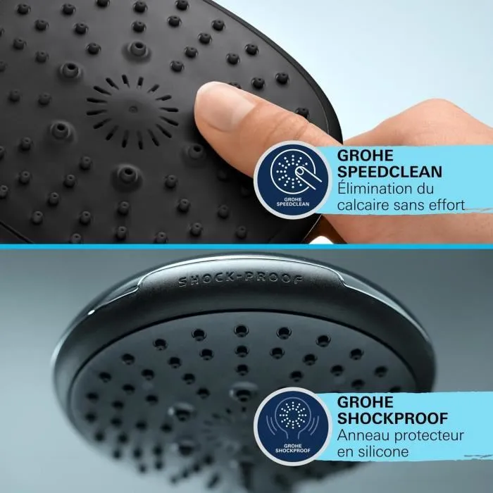 Grohe Vitalio Comfort 110 26397001 - Pommeau de douche main avec 2 jets (Pluie/Stimulant), sélection facile, économie d'eau, anti-calcaire, finition chromée