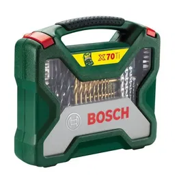 Bosch Coffret Perçage et Vissage X-Line 70 Pièces Titan pour Bois, Métal et Matériaux avec Douilles et Clés