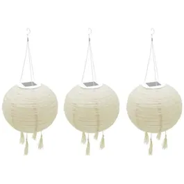Lumisky HIMALAYA - Lot de 3 Suspensions Solaires LED, Diamètre 30 cm, Autonomie 8h - Blanc Chaud, Coloris Beige, Crème, Orange - Pour Terrasse, Fête, Mariage