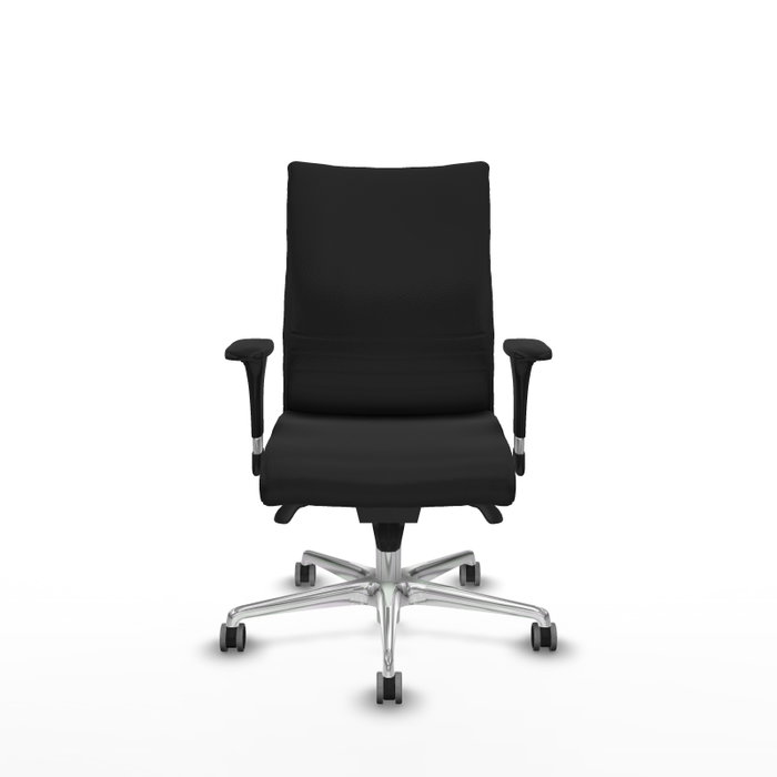 Piqueras Y Crespo Chaise de bureau Albacete confidente, mécanisme Synchro, Similicuir Noir, Base Aluminium
