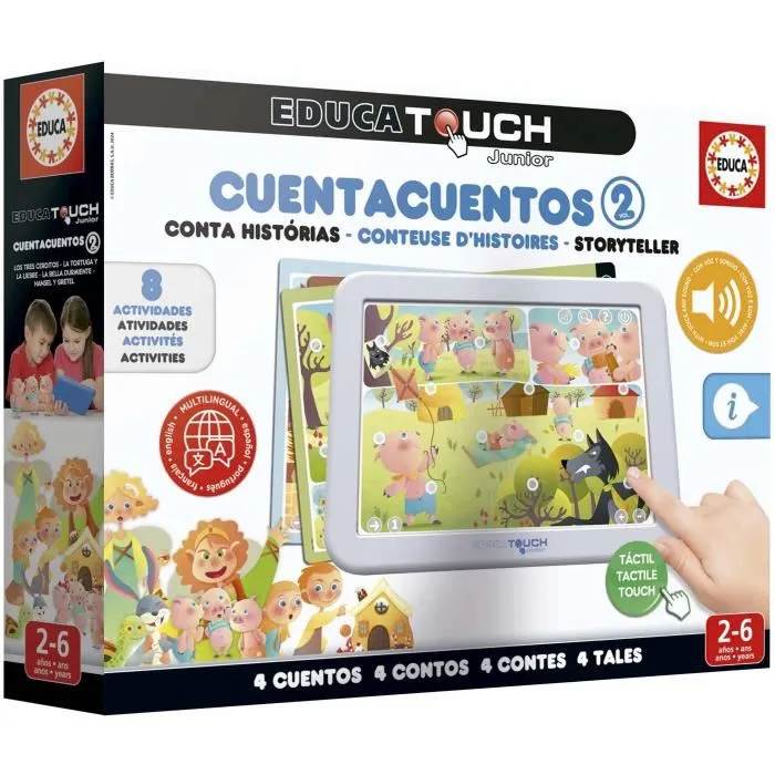 Educa EDUCA Touch Junior Conteuse d'Histoires - Jeu Éducatif avec 4 Contes Classiques et 8 Activités pour Enfants de 2 à 6 Ans