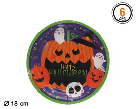 atosa Assiettes en carton Halloween Citrouilles 18 cm - Pack de 6