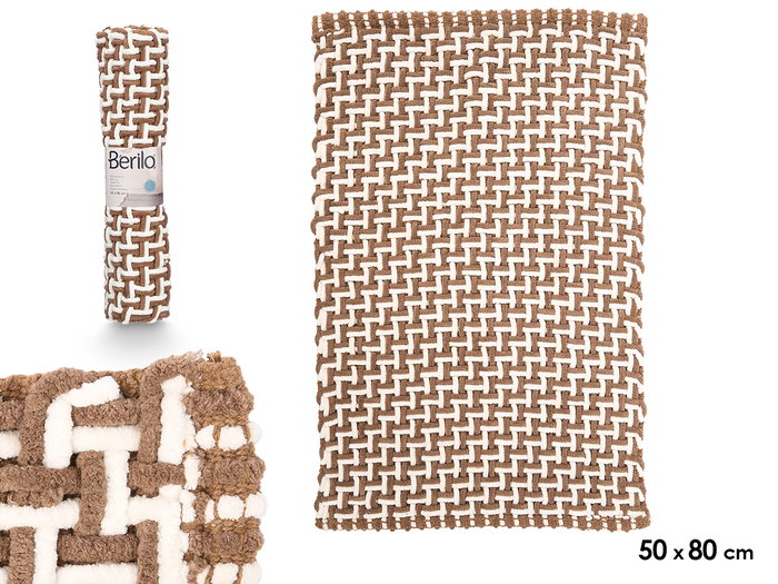 Berilo Tapis de Bain Marron 50 x 80 cm en Polyester et Coton (Set de 24) Berilo Tapis de Bain Marron 50 x 80 cm en Polyester et Coton (Set de 24)