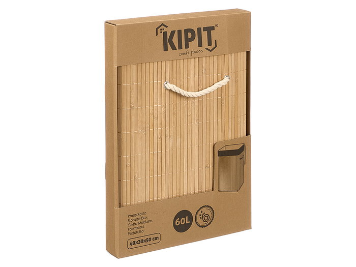 Kipit Pongotodo Panier Bambou Rectangulaire Tissu Noir 60 L 40x50x30 cm (Set de 6)