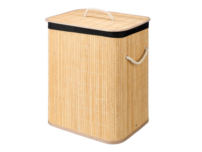 Kipit Pongotodo Panier Bambou Rectangulaire Tissu Noir 60 L 40x50x30 cm (Set de 6)