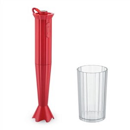 Alessi MDL10 R Batteur plissé rouge avec fouet et récipient mixeur par Michele De Lucchi - Batteur à main design et facile à nettoyer