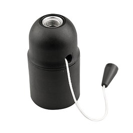Arditi Porte-lampe fileté lisse avec tirette E27 noir Ø40 x 70 mm 250V