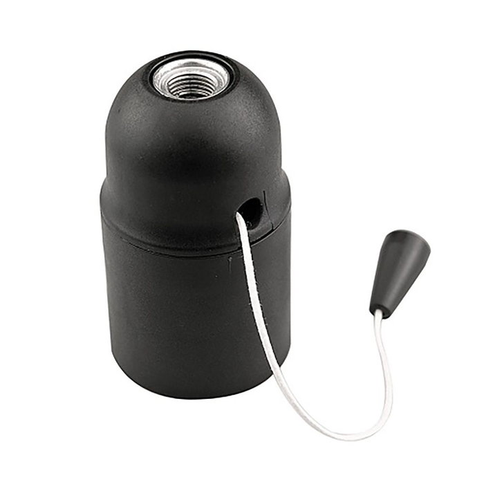 Arditi Porte-lampe fileté lisse avec tirette E27 noir Ø40 x 70 mm 250V Arditi Porte-lampe fileté lisse avec tirette E27 noir Ø40 x 70 mm 250V