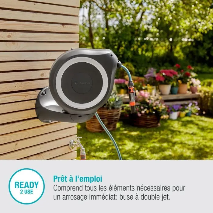 Gardena 18602-220 S Enrouleur mural automatique 15 m