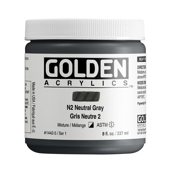 Golden Peinture acrylique Heavy Body Gris neutre N2 237 ml Golden Peinture acrylique Heavy Body Gris neutre N2 237 ml