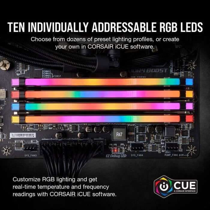 Mémoire RAM Corsair RGB PRO CL38 32 GB DDR4 3200 MHz