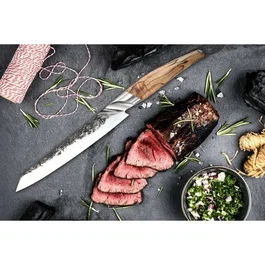 Forged Couteau à viande Katai en acier VG10 avec manche en bois de racine, 20,5 cm