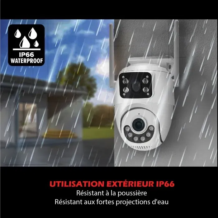 Kyf KYF Caméra Extérieure Wi-Fi PTZ Rotative avec Doubles Capteurs 3MP et Sirène Intégrée Kyf KYF Caméra Extérieure Wi-Fi PTZ Rotative avec Doubles Capteurs 3MP et Sirène Intégrée