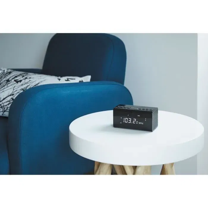 Thomson CR50 Radio Réveil DAB+/FM avec Réglage Automatique Heure, Double Alarme, Écran Lumineux Réglable et 40 Mémorisations - Noir