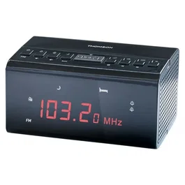 Thomson CR50 Radio Réveil DAB+/FM avec Réglage Automatique Heure, Double Alarme, Écran Lumineux Réglable et 40 Mémorisations - Noir