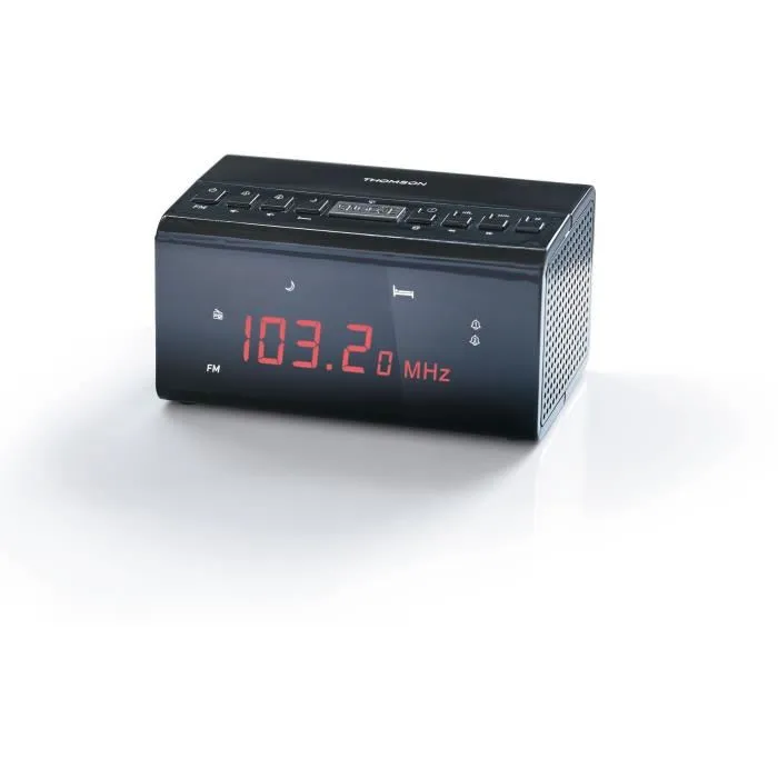 Thomson CR50 Radio Réveil DAB+/FM avec Réglage Automatique Heure, Double Alarme, Écran Lumineux Réglable et 40 Mémorisations - Noir