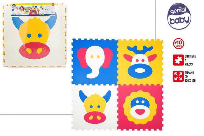 Color Baby Puzzle EVA 4 pièces Animaux 118x118 cm dès 10 mois Color Baby Puzzle EVA 4 pièces Animaux 118x118 cm dès 10 mois