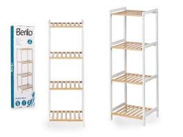 Berilo Étagère Carrée 4 Niveaux Bambou Blanc 100x6x30 cm